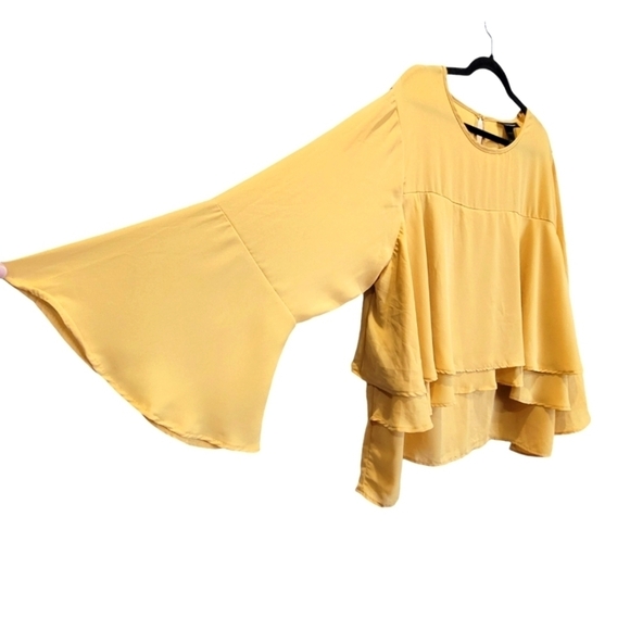 ASHLEY STEWART Sz 22/24 Layered Fabric Flowy Bell Sleeve Tunic w/Back Key Hole - Picture 3 of 7